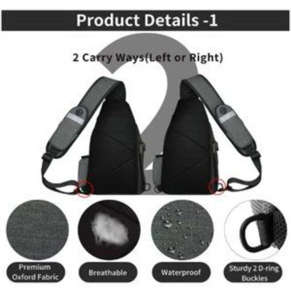 New Multipurpose Crossbody Shoulder Backpack, Outdoor Chest Bag Daypack for Men​ - Picture 2 of 5